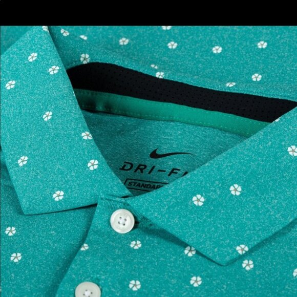 NIKE GOLF POLO Neptune Green Dri-Fit Vapor Micro Print XL - Picture 4 of 8